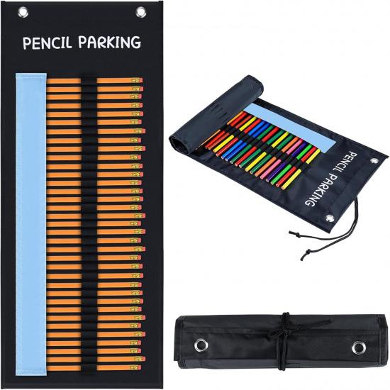 2-Pack Pencil Parking for Classroom, Pencil Holder for Desk Organizer Roll up Pencil Case with 72 Slots, Portable Pencil Dispenser for Classroom 2025