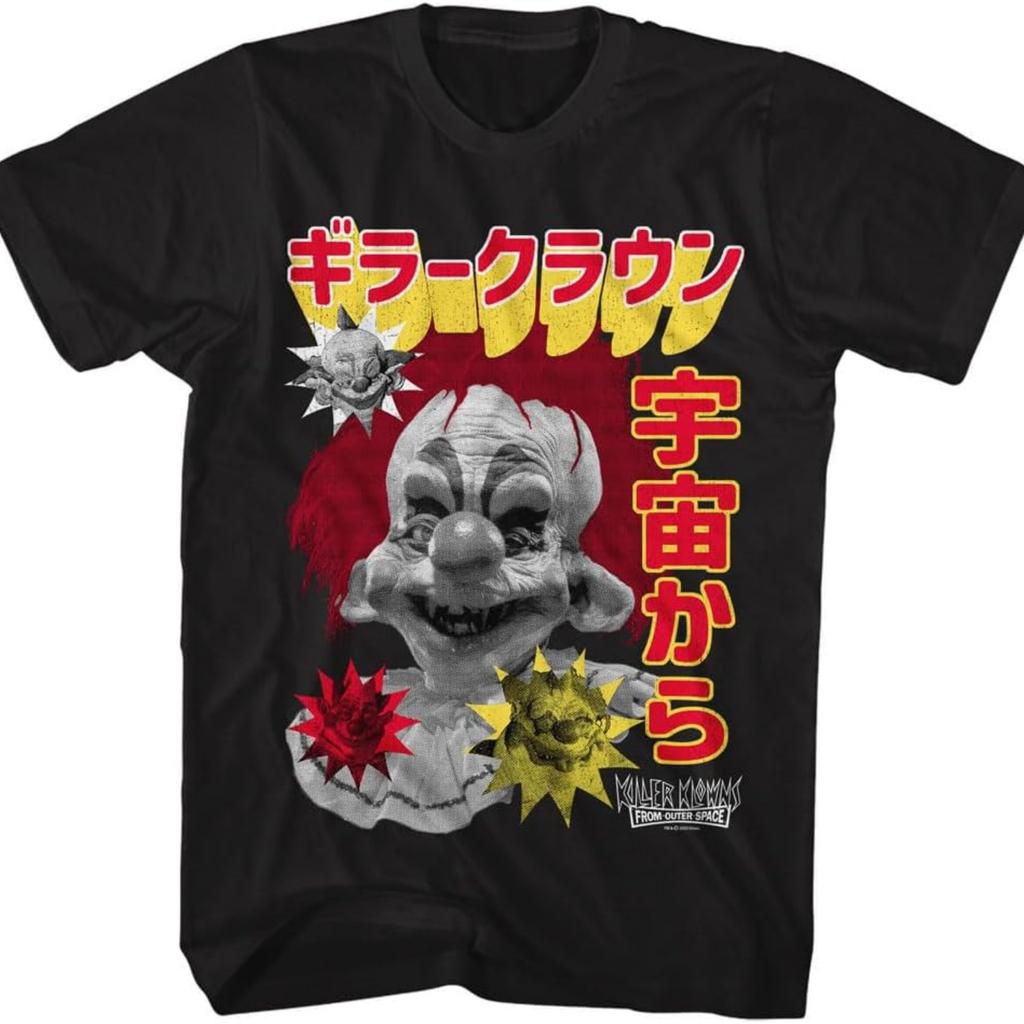 American Classics Killer Klowns from Outer Space Movie Killer Badges Japanese Print Adult Short Sleeve T Shirt Graphic Tees