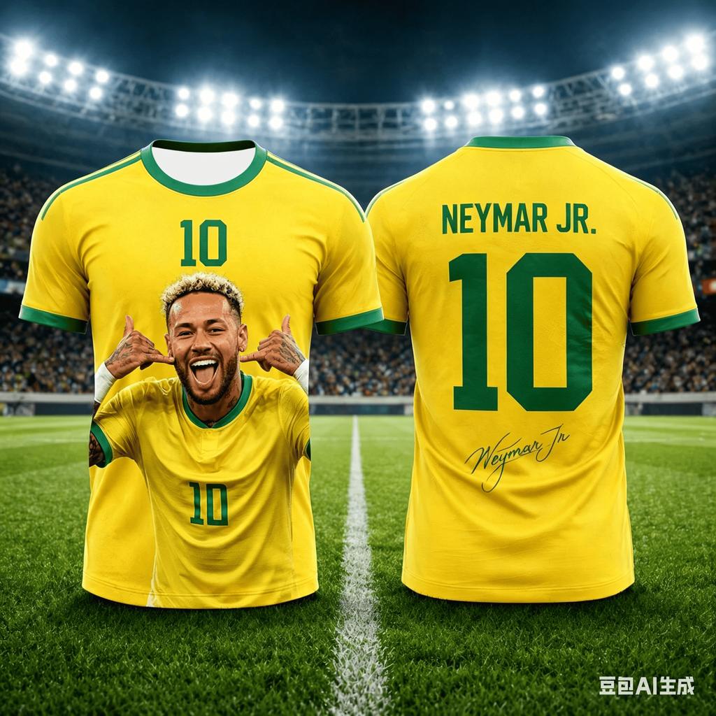 2026 Nazionale Brasile Neymar Jr N.10 Maglia da Calcio Stampa Integrale Giocatore Stellare Asciugatura Rapida Appassionati di Calcio