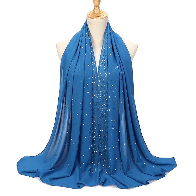 Imitation Pearls Rhinestones Scarves Shawls Women Long Scarf Neckerchief Tudung Bawal Veil Turban Bandana Muslim Hijab Headscarf
