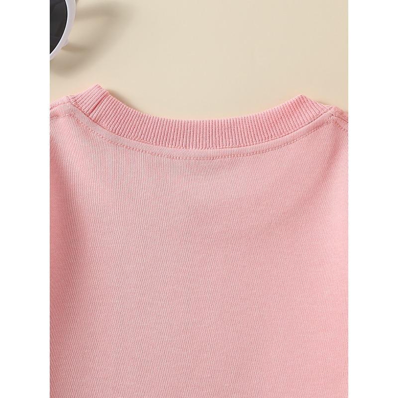 Kids Crewneck Long Sleeve Sweatshirt, Fashion Art Pink Haired Girl Print