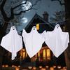 Xiaobudian Fantôme Suspendu d'Halloween Décoration Extérieure, Mignon Volant Blanc pour Jardin Avant, Porche, Terrasse, Pelouse, Jardin, Arbre, Décor de Fête