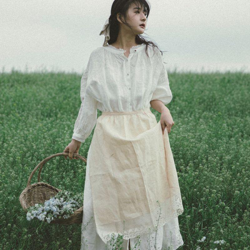 JAMMER Reeve lace apron: Rib lace apron