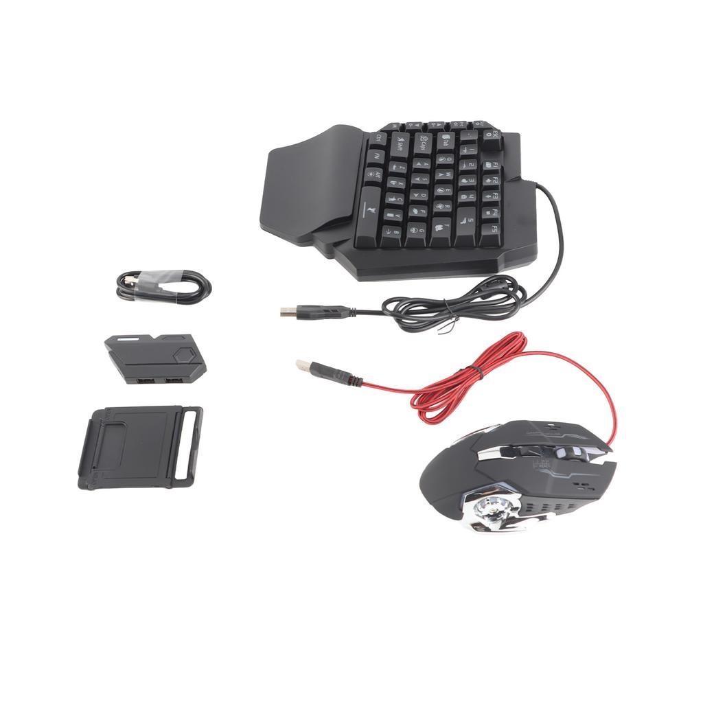 Tragbare Mini Gaming Tastatur Maus USB RGB Handgelenkauflage Halbe Hand 35 Tasten Tastatur Maus mit Konverter