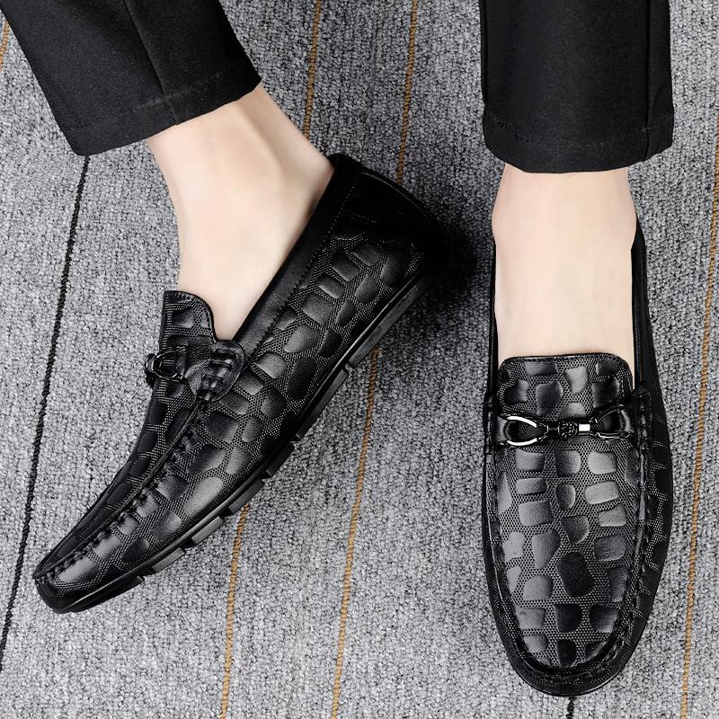 Luxury Brand Genuine Leather Men Loafers Shoes Classic Business Office Wedding Casual Slip On Flats Breathable Driving Men Shoes