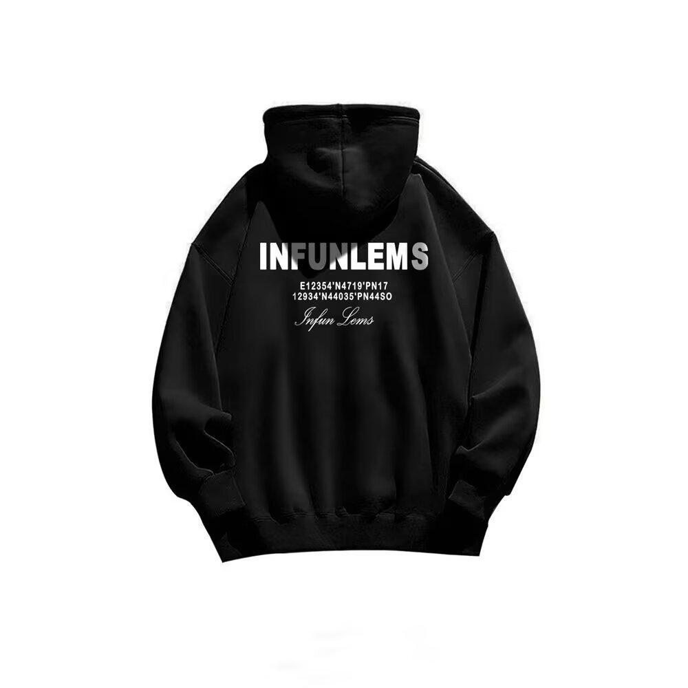

Men s Autumn/Winter Trendy Hooded Sweatshirt with Velvet Warmth and Letter Print Design L