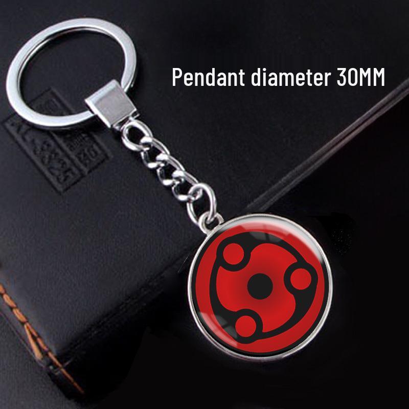 Naruto Sharingan Time Gem Silver Keychain Ornament