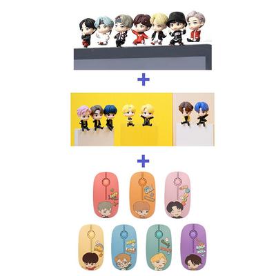BTS (Bangtan Boys) 2 Monitor Figure(Magic Door+Butter) + Wireless Mouse SET, TinyTan, Official, Original, Authentic, KPOP, Idol