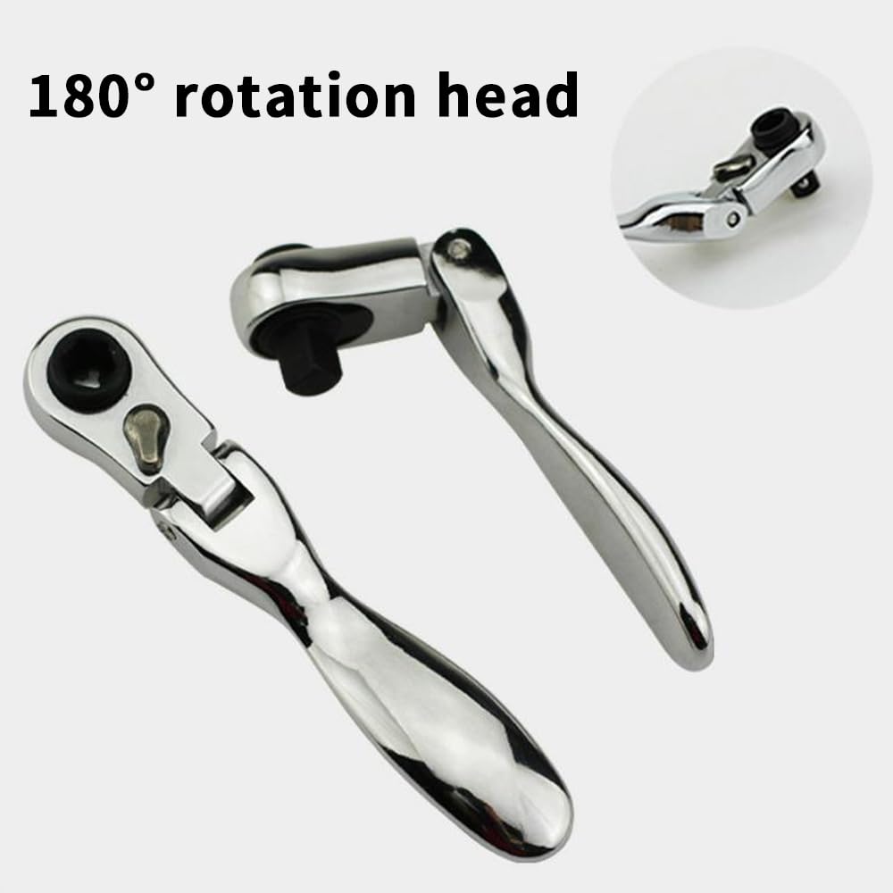 Ratchet Mini Inch Ratchet Reversible Chrome Vanadium Steel Ratchet with Dual Head for Socket and Bit for Tight Spaces Wrench, 1/4 Wrench, 72-Tooth