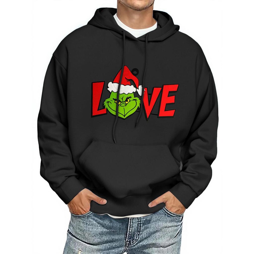 Men's Print Hooded Sweatshirt Long-Sleeve Casual Pullover Hoodie Hooded Sweatshirt