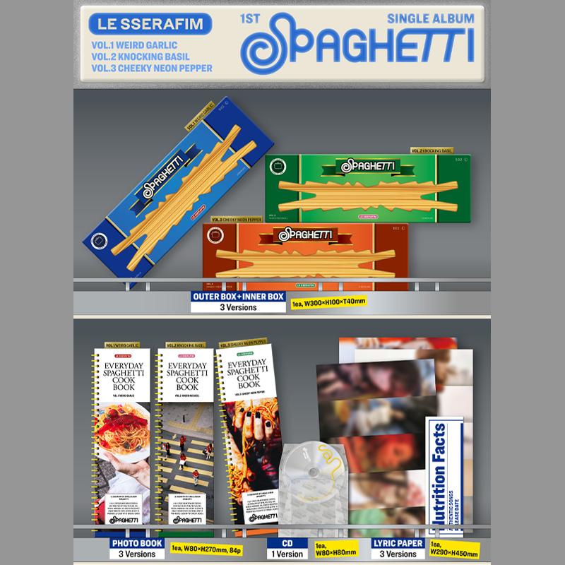 [PRE ORDER] LE SSERAFIM – 1st Single Album [SPAGHETTI] (Photobook Ver.)