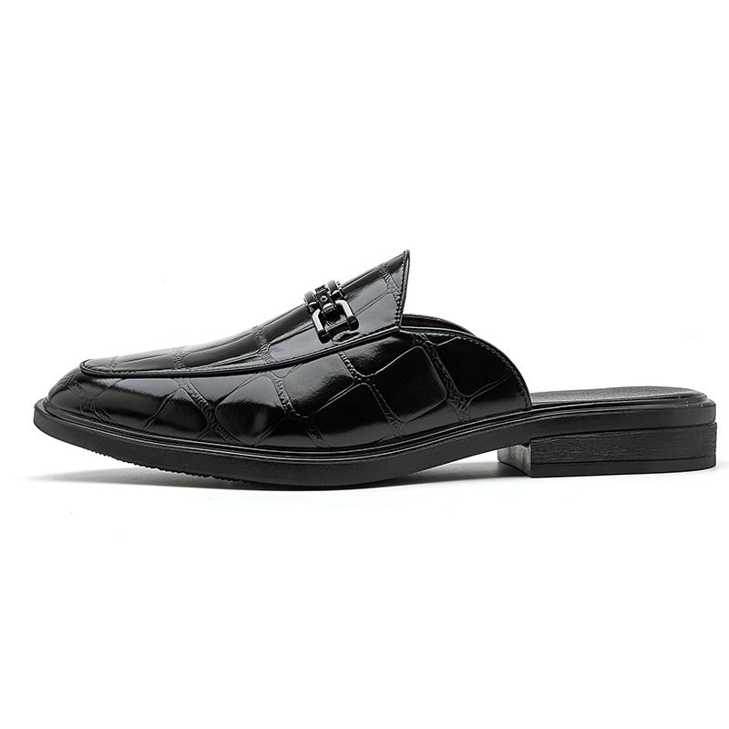 Skórzane Półbuty Męskie Mule Bez pięty Loafers Kapcie Odkryte z tyłu Buty Codzienne Outdoor Męskie Klapki Sandały Wsuwane Baleriny 2025