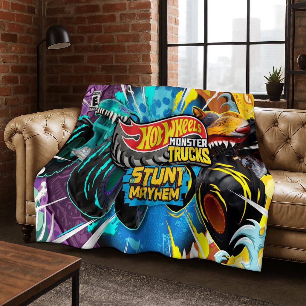 Cartoon Hot Wheels Spielzeug Rennwagen Kunst Flanelldecke, Gemütliche Weiche Überwurfdecke für Zuhause Schlafzimmer Bett Sofa Picknick Abdeckung Kindergeschenk
