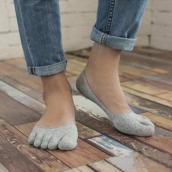 1 Pair Split Toe Socks Comfortable Breathable Cotton Anti-slip Low Cut Socks for Camping