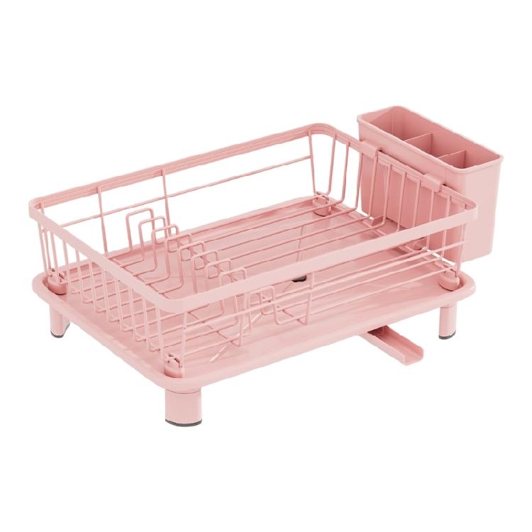 Convenient Dishware Drying Rack Including Extendable Water Tray And Corrosion Resistant Metal Frame For Small Spaces