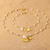 Freshwater Pearl Jewelry Set Shell Starfish Star Necklace Anklet Sets For Women Fashion Stainless Steel Chain Party Daily Gifts