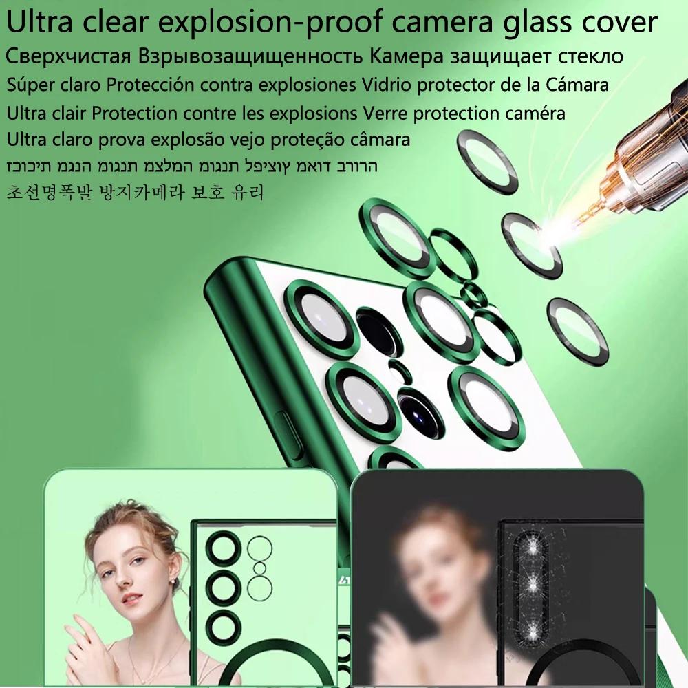 Coque Transparente Magnétique Plaqué Électroplating Pour Samsung Galaxy S26 Edge S25 S24 FE S23 Ultra S22 S21 Plus Film pour Objectif Pour Magsafe Housse Souple