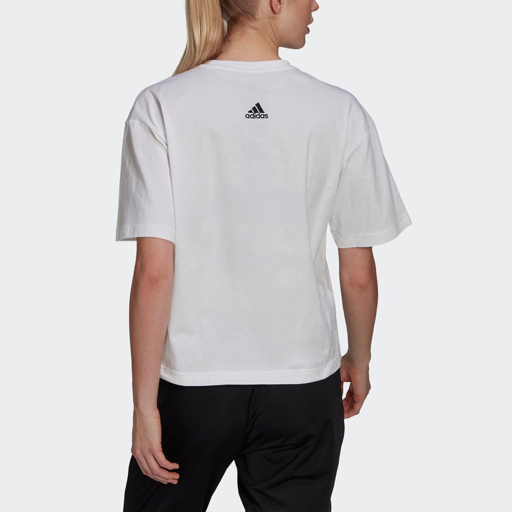 Adidas Big Logo Print Short Sleeve T-Shirt Women Tops White GV5173