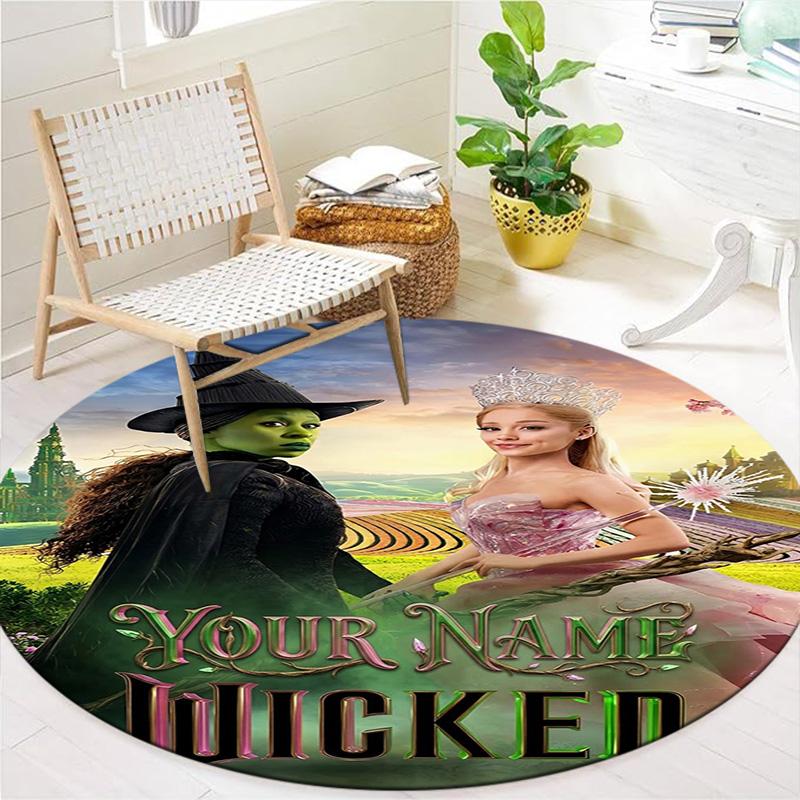 Christmas Baubles Theme Custom Name Round Area Rug Carpet Rug For Living Room Bedroom Sofa Playroom Decor Nonslip Floor Mat