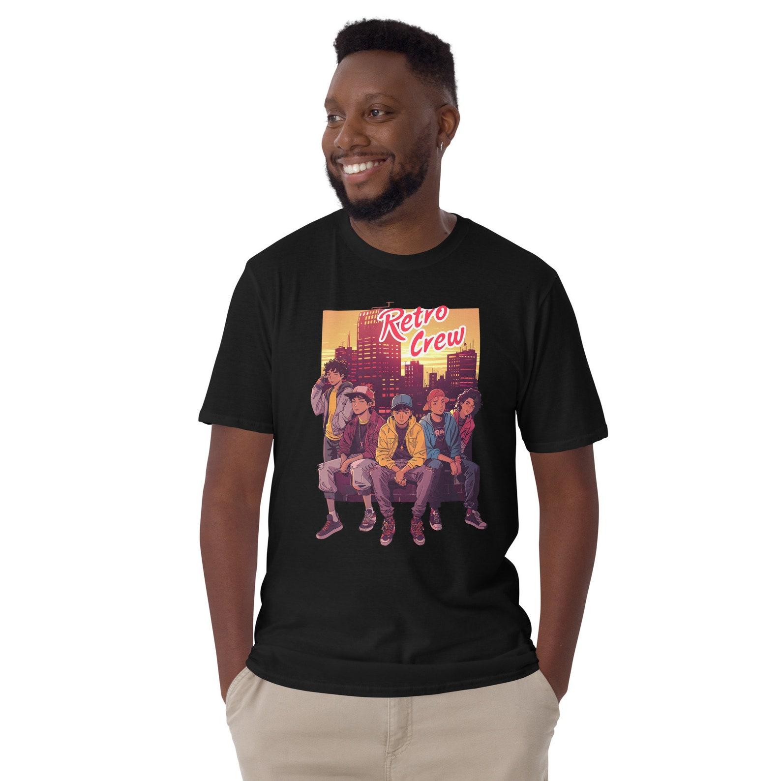 Retro Anime Crew T-Shirt: Vintage Style Manga Graphic Tee S