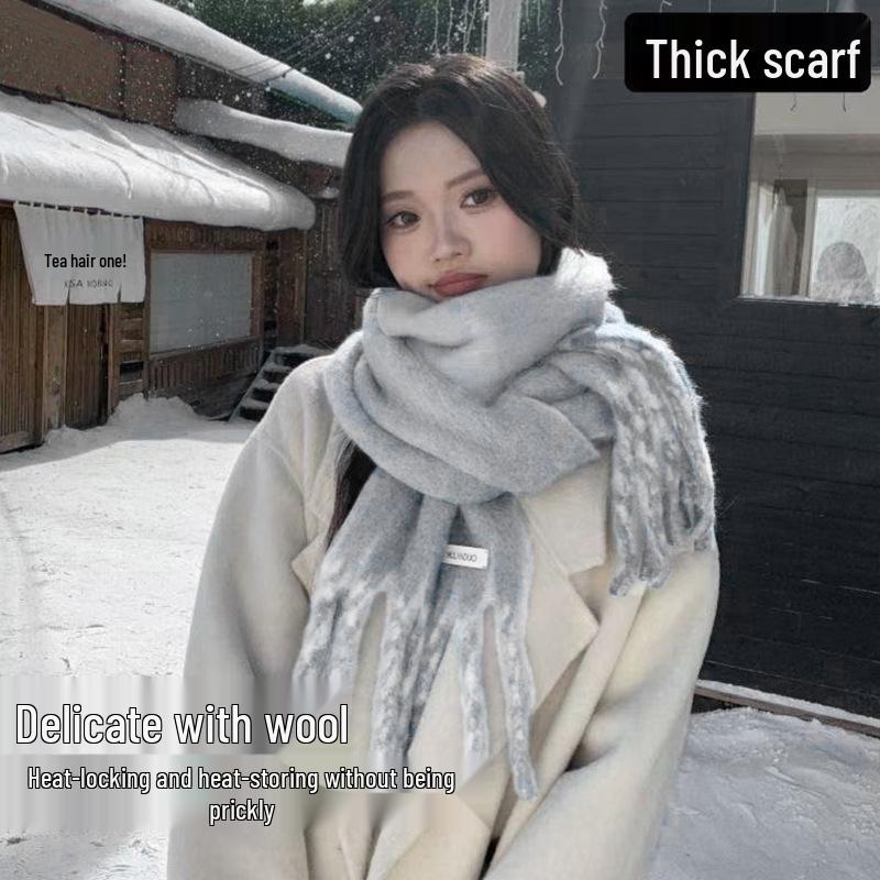 Damen Winter High-End Schal im koreanischen Stil: Einfarbige, Vielseitige, Verdickte, Hautaufhellende, Warme und Ideale für Paare und Studenten.