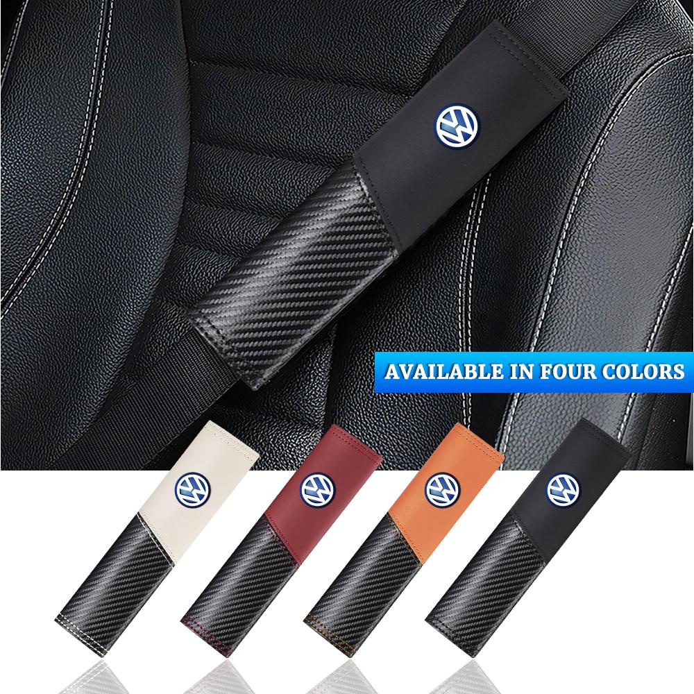 T301/2PCS Carbon Fiber Safety Belt Car Seat Belt Shoulder Pad Protective Valve Cap For Volkswagen MK6 Golf GTI Touareg Polo Tiguan