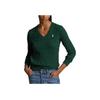 Polo Ralph Lauren Ss24 Solid Color Small Pony Embroidered V-Neck Long Sleeve Knit Sweater Women sweater Green 211570011-595