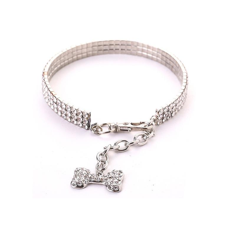 

Rhinestone Dog Chain Cat Crystal Necklace Runway Bone Pendant Pet Collar Jewelry Decorative Spot Gemstones белый