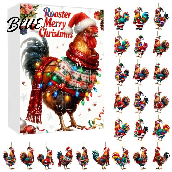 Children Christmas Calendar Windows Holiday Box Multifunctional 24-Day Countdown Chicken Advent with Easy-Open Decoration Family