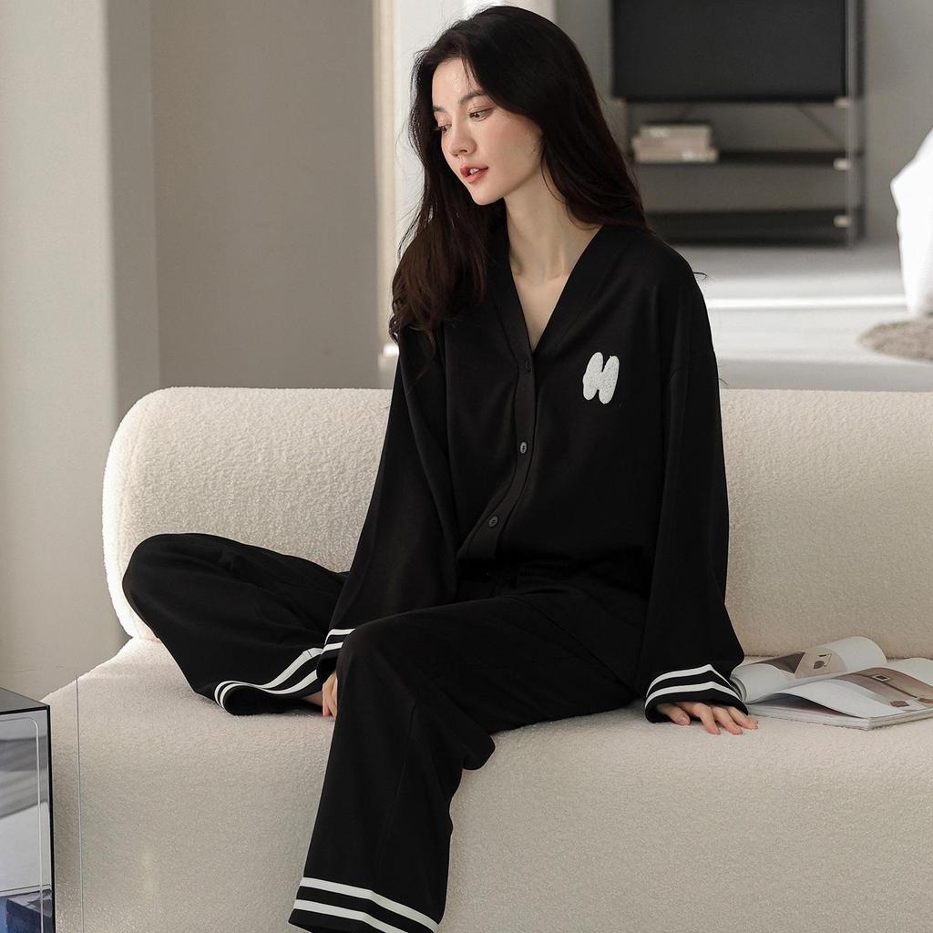 Dámské pyžamo s dlouhým rukávem z čisté bavlny 2025: Perfektní na podzim, zimu a jaro, nositelné venku, loungewear ve stylu kimona, ze 100% bavlny