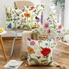 Floral Cushion Cover, 18x18 Inch Decorative Throw Pillow Cover with Hidden Zipper, Plant Insect Flower Patterns, Cushion Case for Sofa Car Home Decor