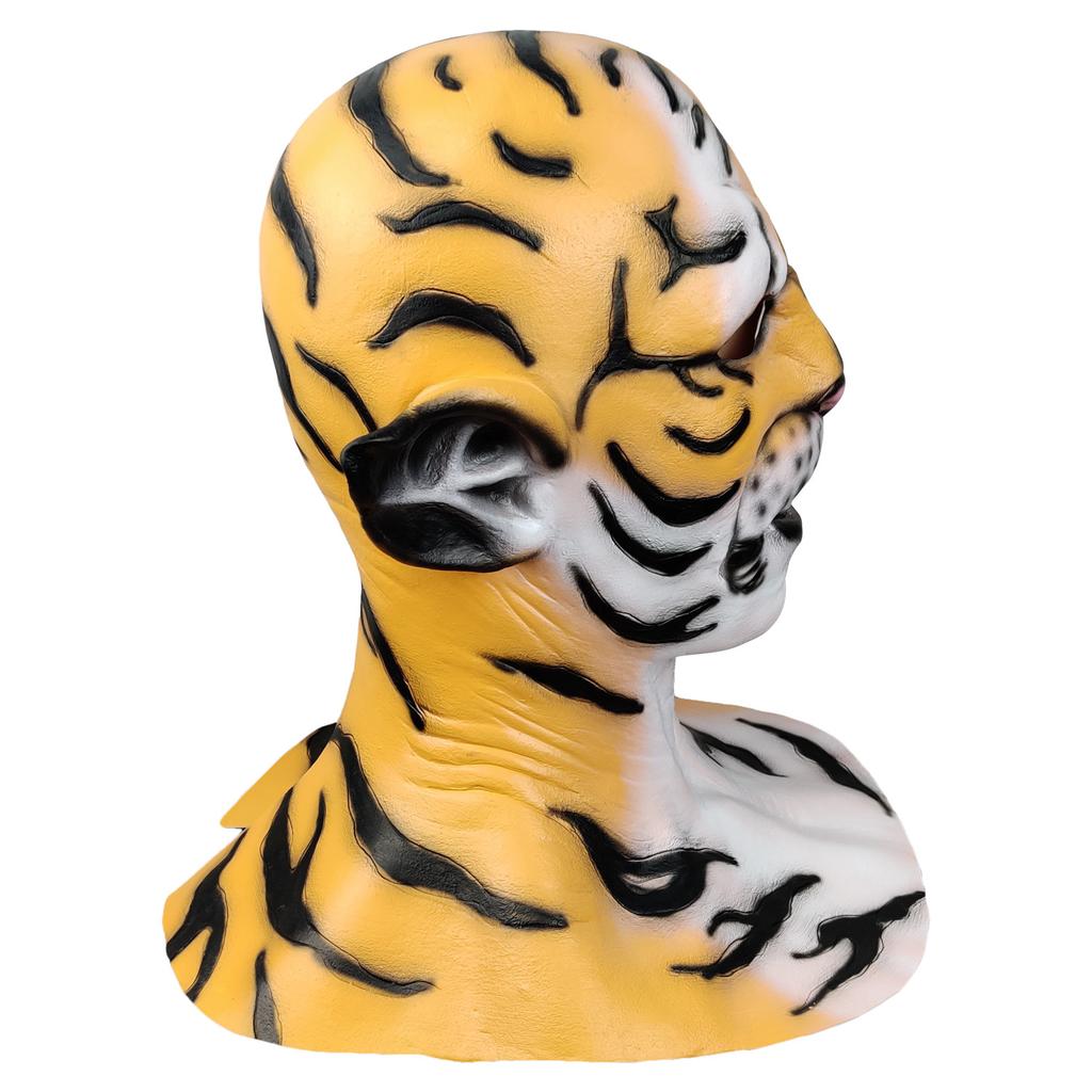 New Version of Fierce Tiger Headgear The Latex Mask of the Tiger Demon from Journey To the West Tricky and Scary Tricks At Bar Parties