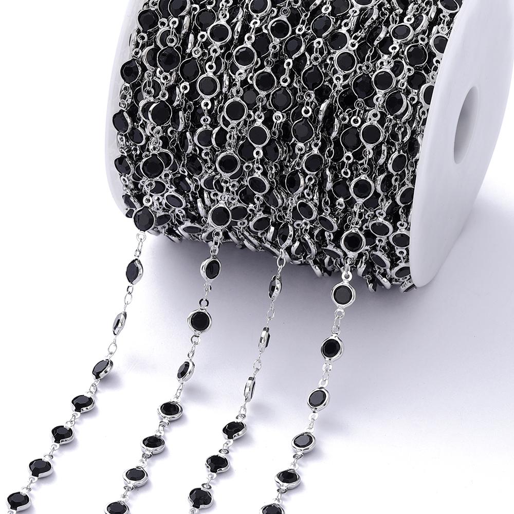1Meter Colorful Glass Crystal Beads Chain Copper Chains for Necklace Bracelet Jewelry Making DIY Components Accessories