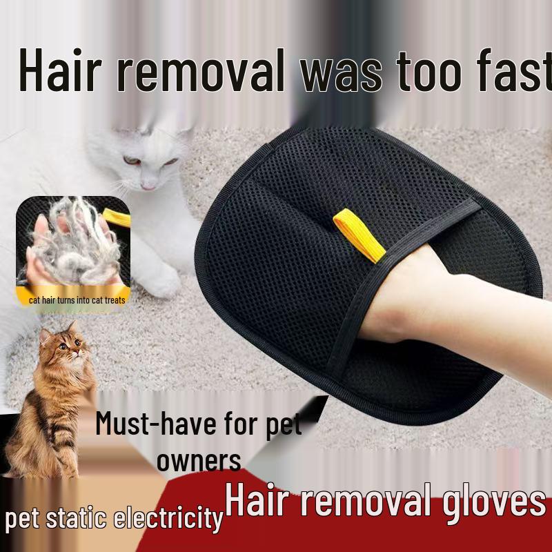 Pet Hair Removal Glove & Two-Way Brush with Lint Roller - Clean Cat Hair Efficiently