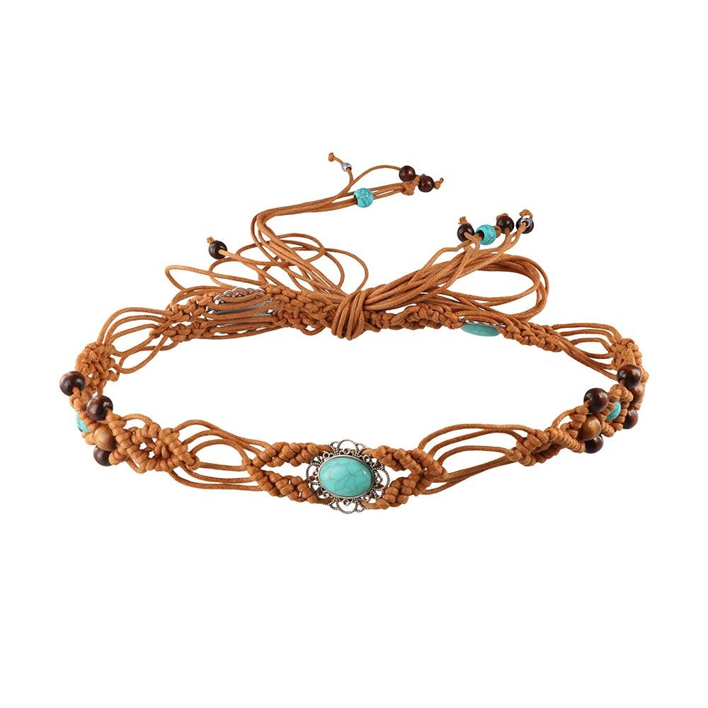 Ethnic Style Woven Belt Bohemian Dress Chain Waist Dress Accessories Braided Waist Belt  Women