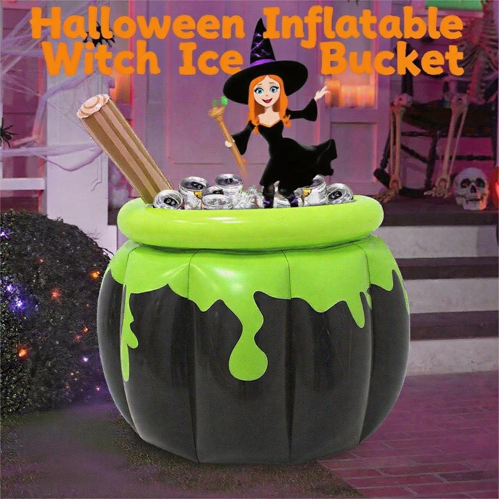 Halloween Cooler For Parties Drinks Bucket Witch Pot Shape Portable Large Ice Bucket For Outdoor Cocktail Beach Birthday Parties