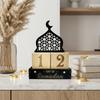 Wooden Eid Mubarak Calendar Blocks Adjustable Dates Moon Castle Ramadan Countdown Calendar Decorative Eid Al-Fitr Calendar