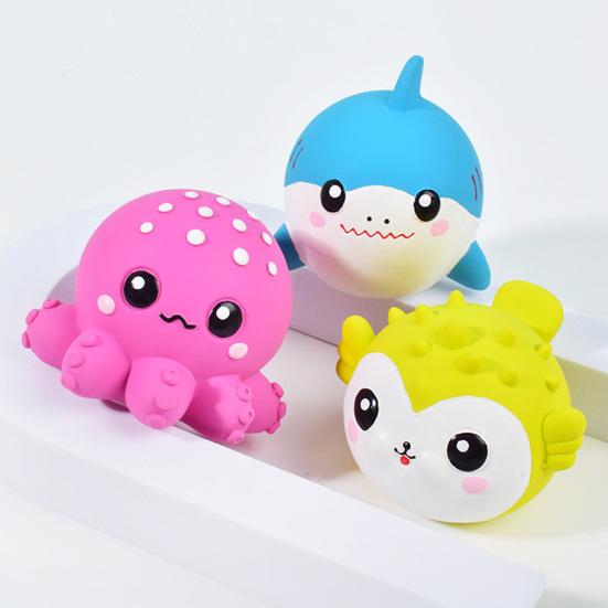 Sea Animal Dog Toy Latex Squeaky Octopus Dog Chew Toy Floating Shark Puffer Fish Toy for Dogs Fetch Game