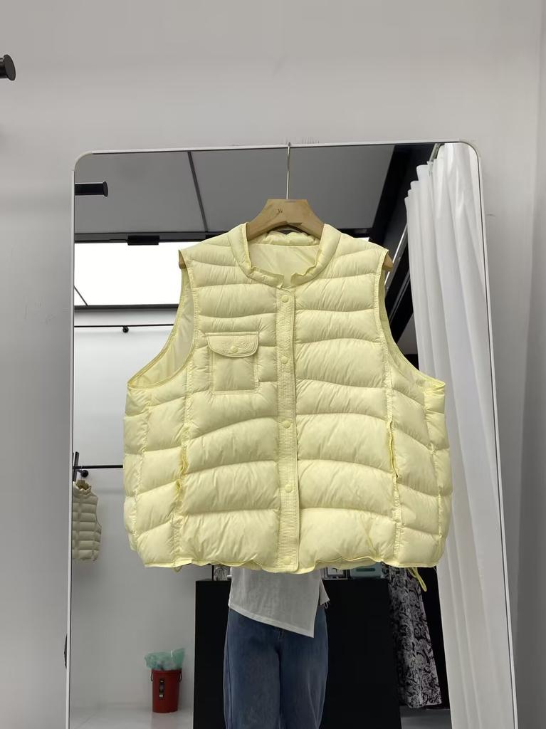 Beyaz ördek tüyü yeni şişme yelek kadın kısa dik yaka moda yüksek kalite beyaz ördek tüyü kış sıcak palto trend