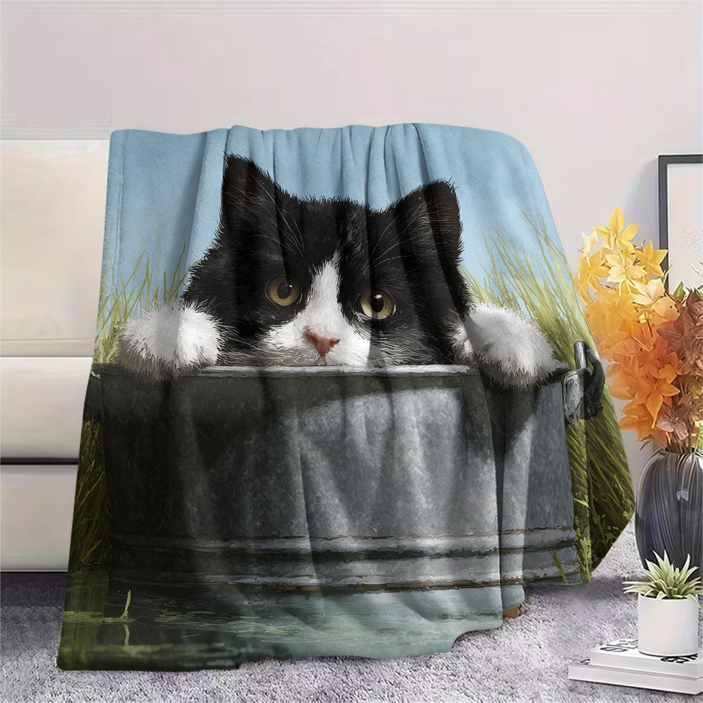 Calico Cat,pattern Flannel Blanket, High quality Comfortable for All Seasons, Home Decor, Warmth and Comfort, Perfect for Gifts.