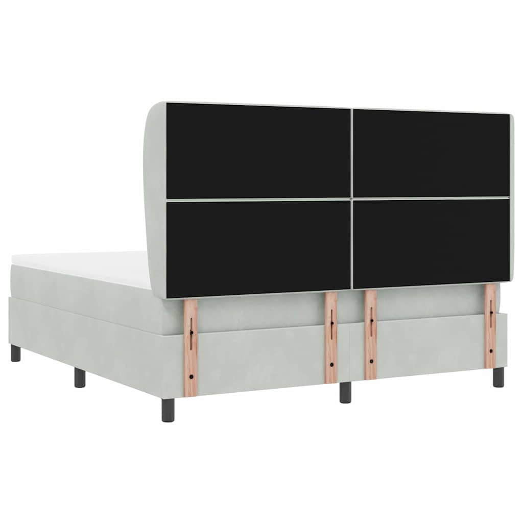 Box Spring Bed with Mattress Light Grey 200 X 180 Cm Velvet