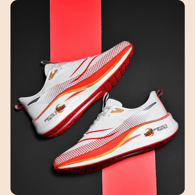 Мужская и женская обувь для бега Спортивная обувь Кроссовки 45 красный/белый — фото 6