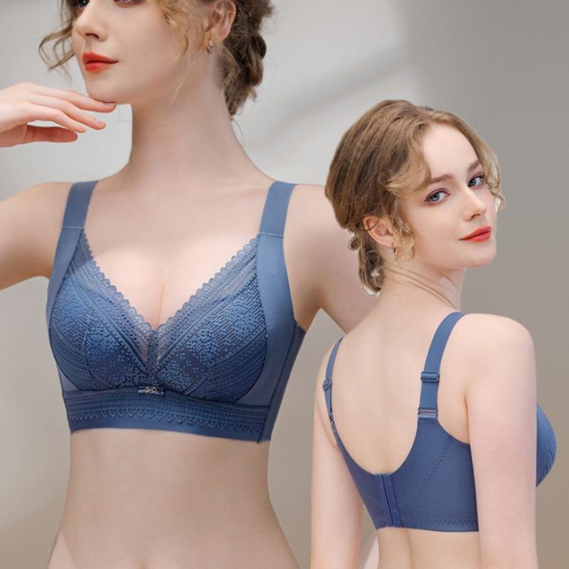 Lightweight Breathable Seamless Lace Bra That Makes Large Breasts Appear Smaller Without Underwire and With Side Boob Support