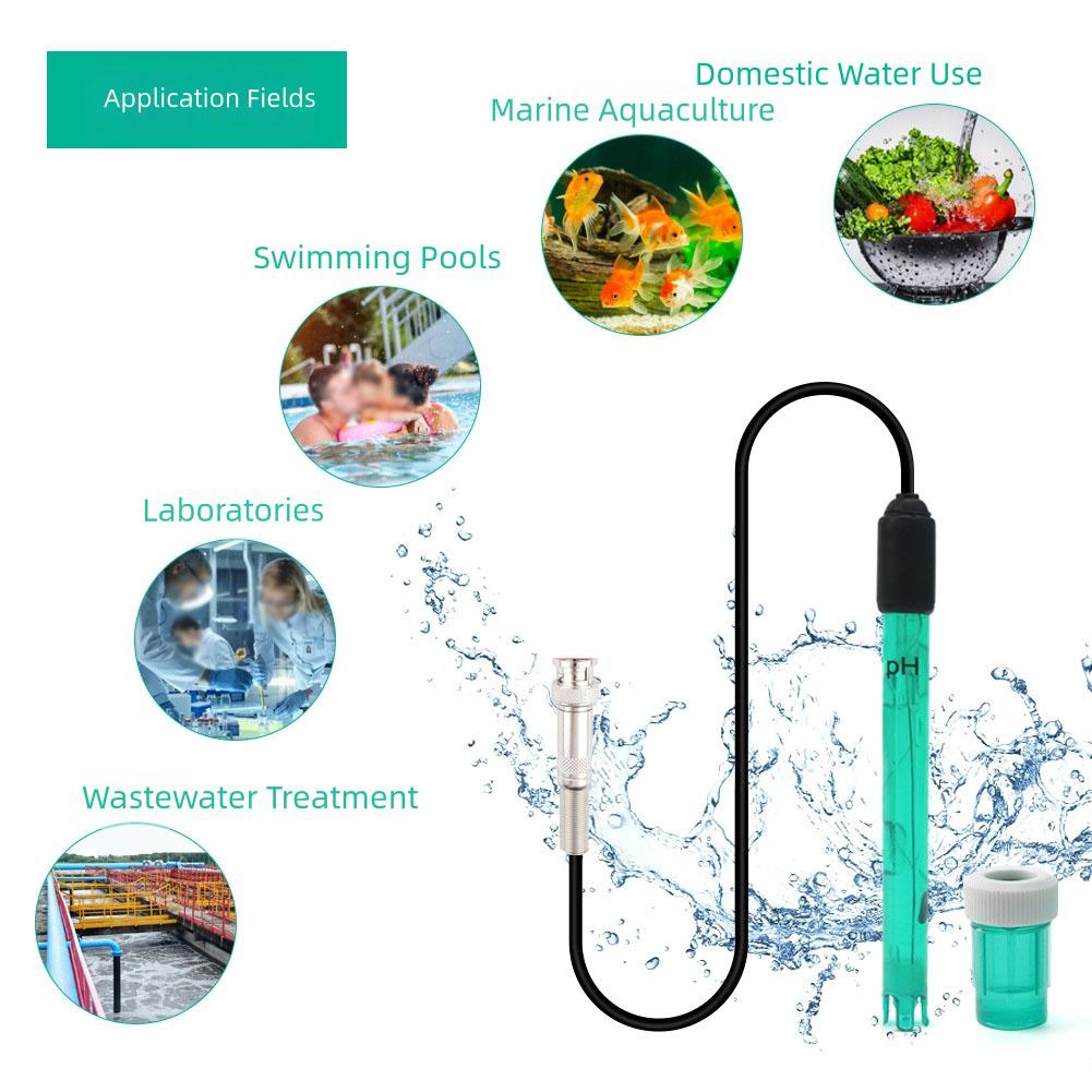 Water pH ORP Replacement Probe with 300 Cm Cable and BNC Connector for Irrigation Water Aquarium and Laboratory Use