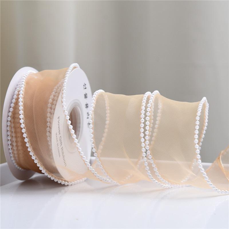 10yards Roll Solid Color Organza Ribbon Wavy Edge Fishtail Ribbon For Flower Bouquet Gifts Packaging Wedding Party Decorations
