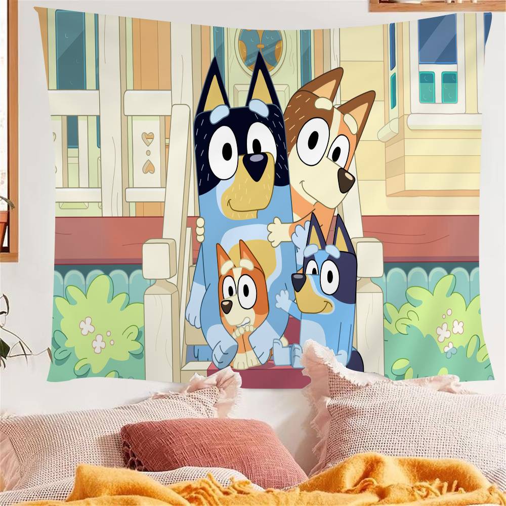 Anime BBlueyS Tapisserie Mignonne de Dessin Animé Décoration Murale Ménage Décoration de Maison