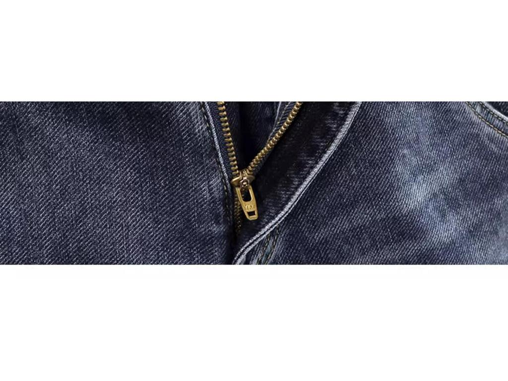 Pánské tmavě modré džíny slim fit v korejském stylu - Trendy, všestranné, elastické na jaro/léto.