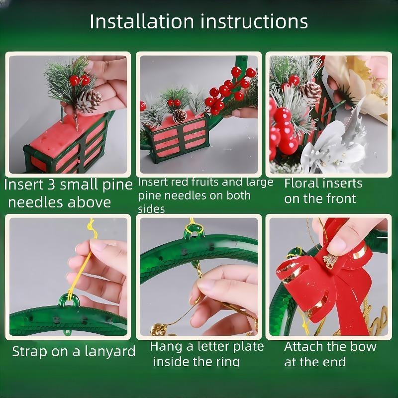 2025 LED Christmas Wreath Hanging Decoration with 8 Light Flashing Functions & Timer LED String Lights Home Window Ornament Lamp