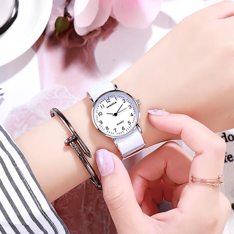 Wind Female Student Lady Watch Female Simple Temperament Girl Watch Small Fresh Girlfriend Woven Canvas