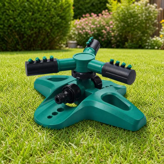 3-Arm Lawn Sprinklern, Automatic 360-Degree Rotating Garden Sprinkler, Large Coverage Area Sprinkler for Yard Outdoor Irrigation Kids Pets Water Fun